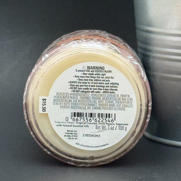 BBW Island Papaya White Barn Bath & Body Works Mason Jar Single Wick Candle - Picture 9 of 10